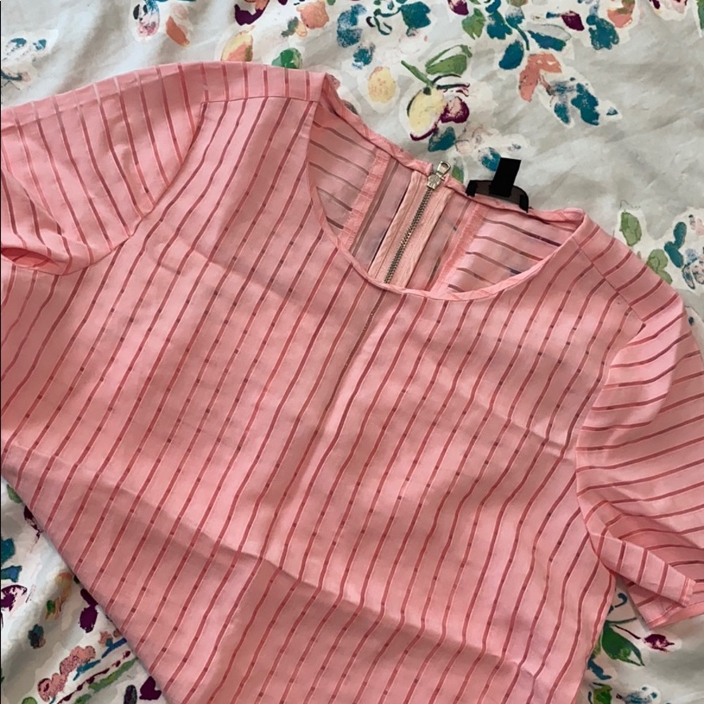 J.Crew pink striped blouse